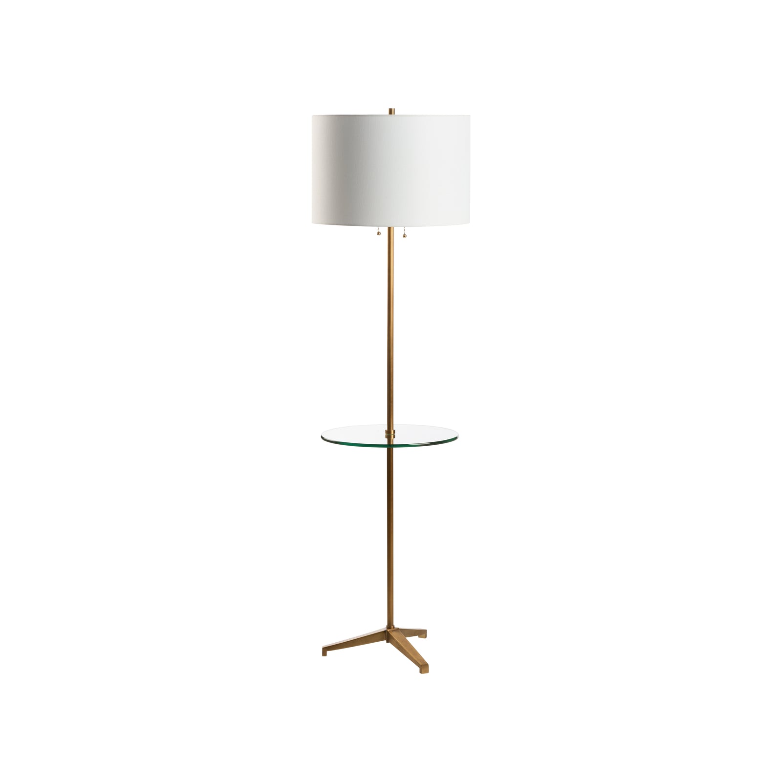 Blythwood Floor Lamp w/  Glass Table - Aged Brass