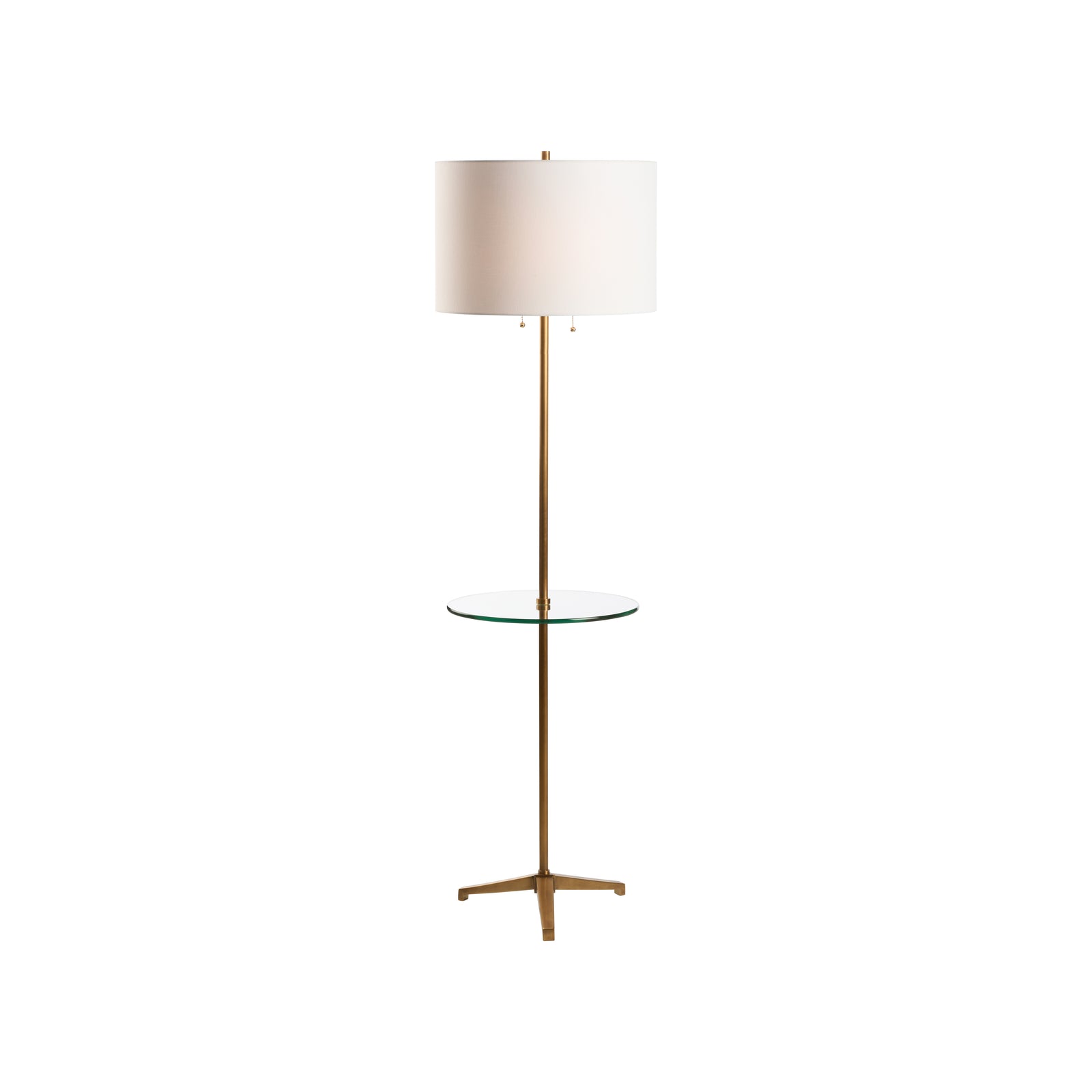 Blythwood Floor Lamp w/  Glass Table - Aged Brass