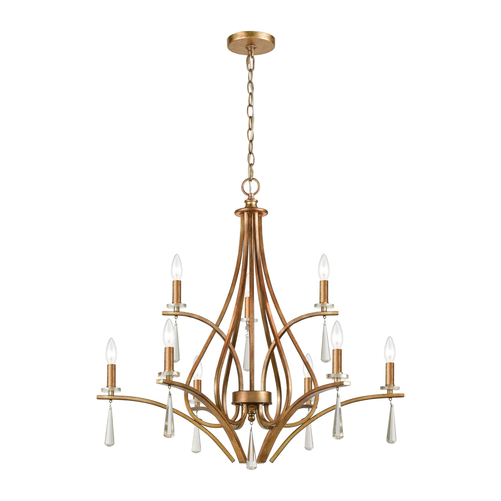 Katania 30'' Wide 9-Light Chandelier - Bronzed Gold