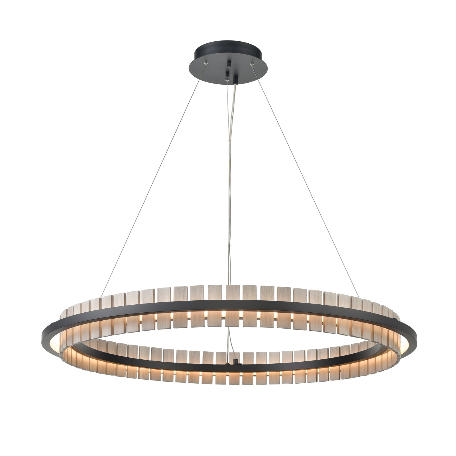 Hugo 36'' Wide Integrated LED Chandelier - Matte Black with Sunbleached Oak