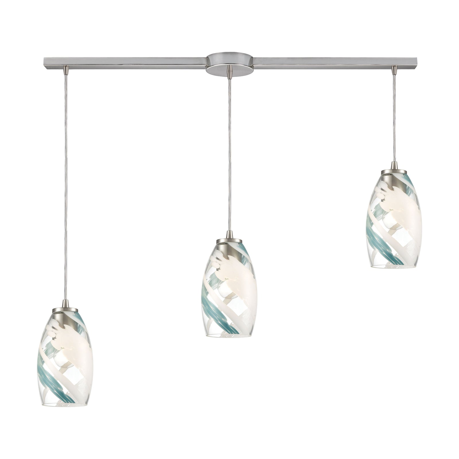 Turbulence 36'' Wide 3-Light Slim Linear Pendant - Satin Nickel