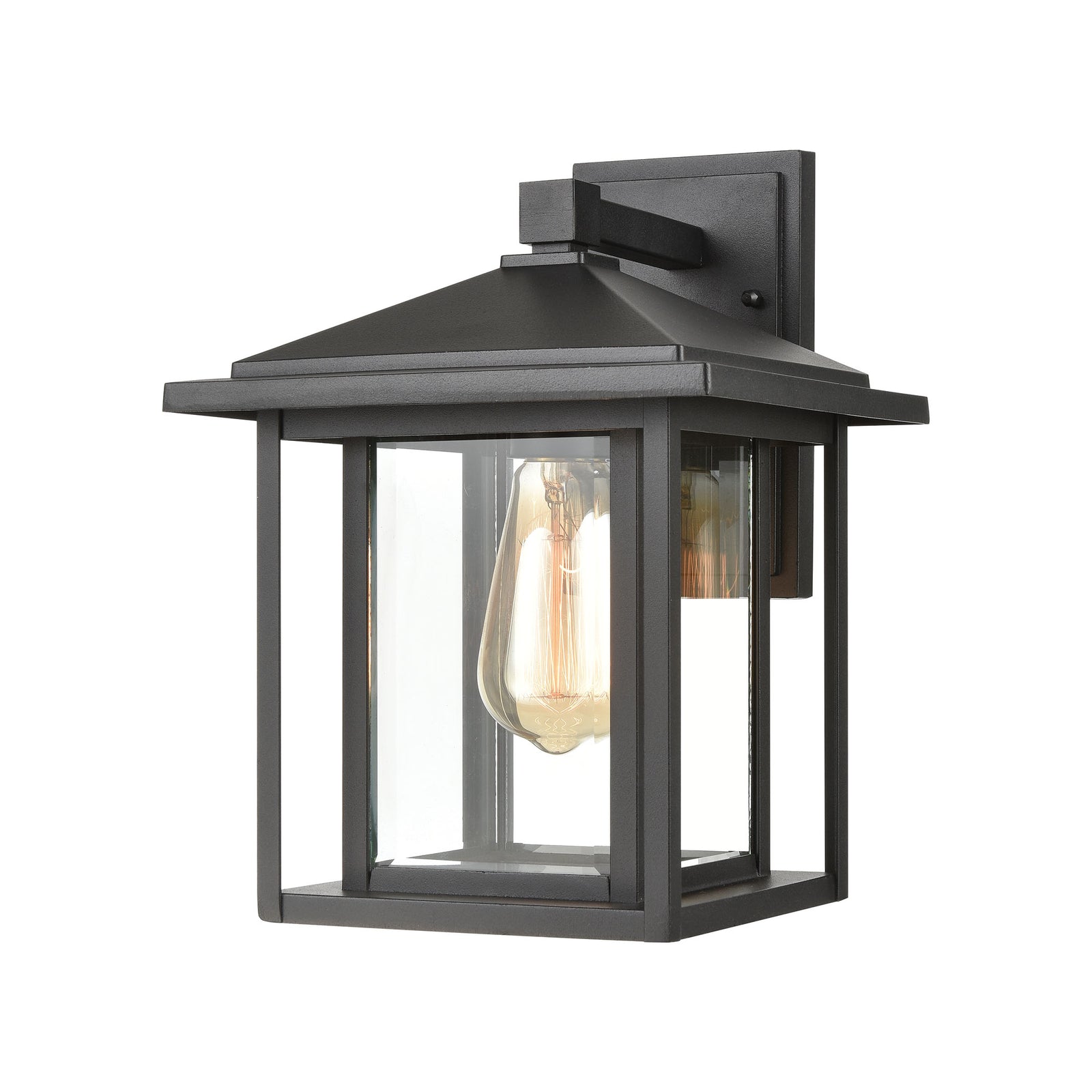 Solitude 13'' High 1-Light Outdoor Sconce - Matte Black with Clear Glass