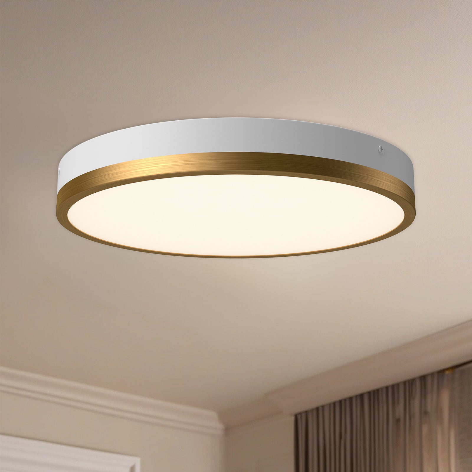 Adelaide 15-in Aged Gold/White LED Flush Mount