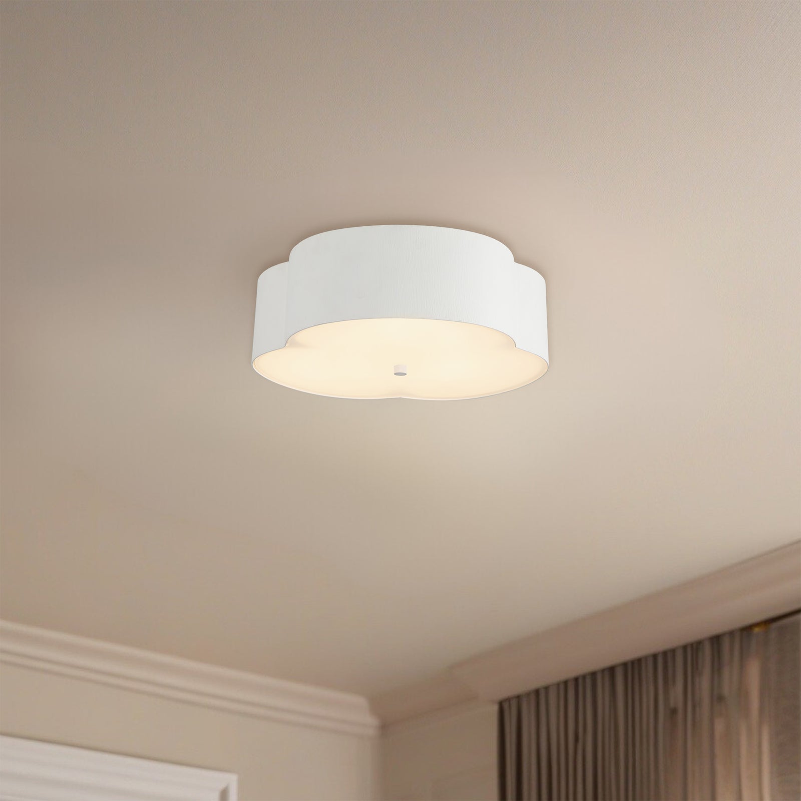 Adella 14-in Antique White Socket Flush Mount