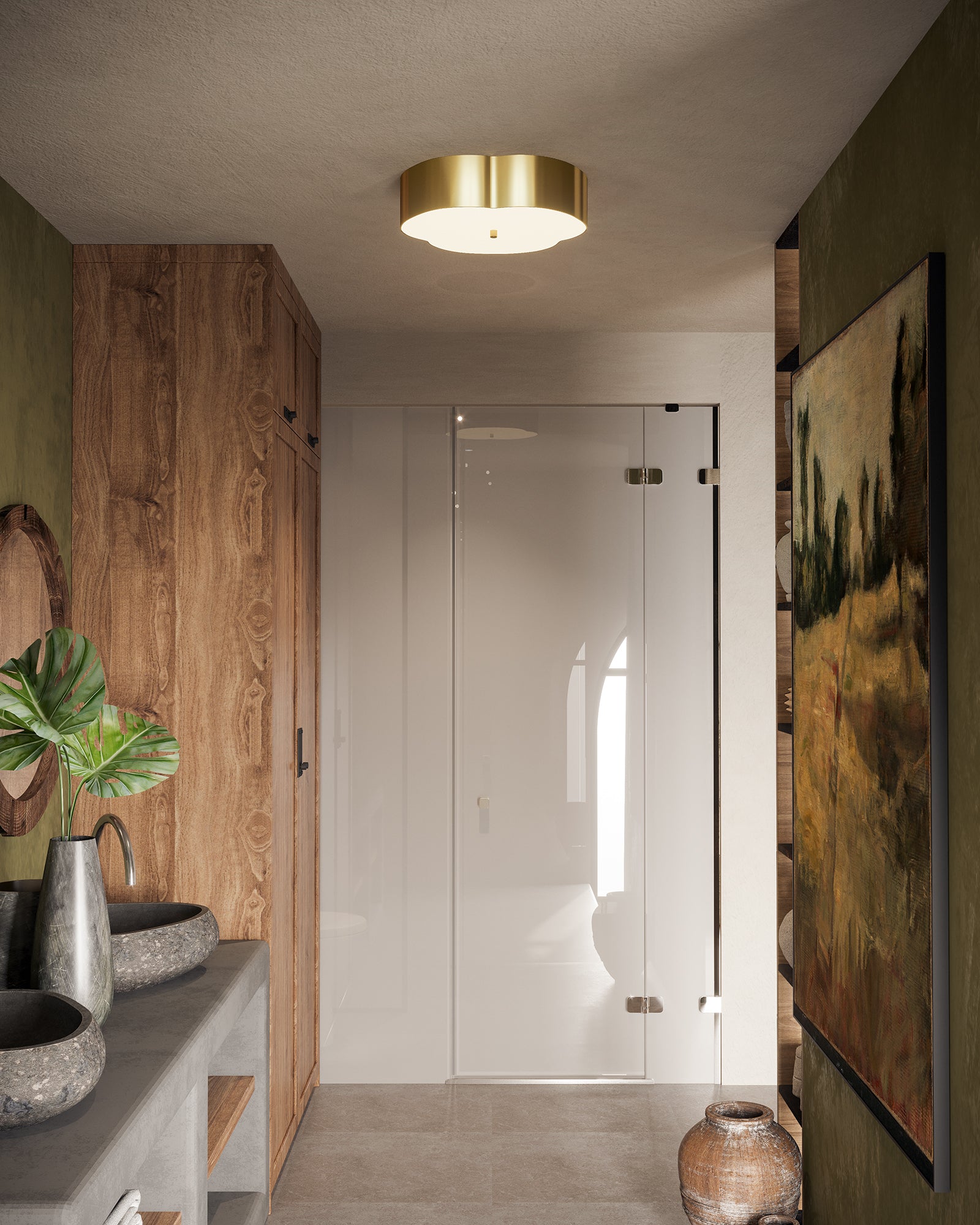 Adella 14-in Brushed Gold Socket Flush Mount