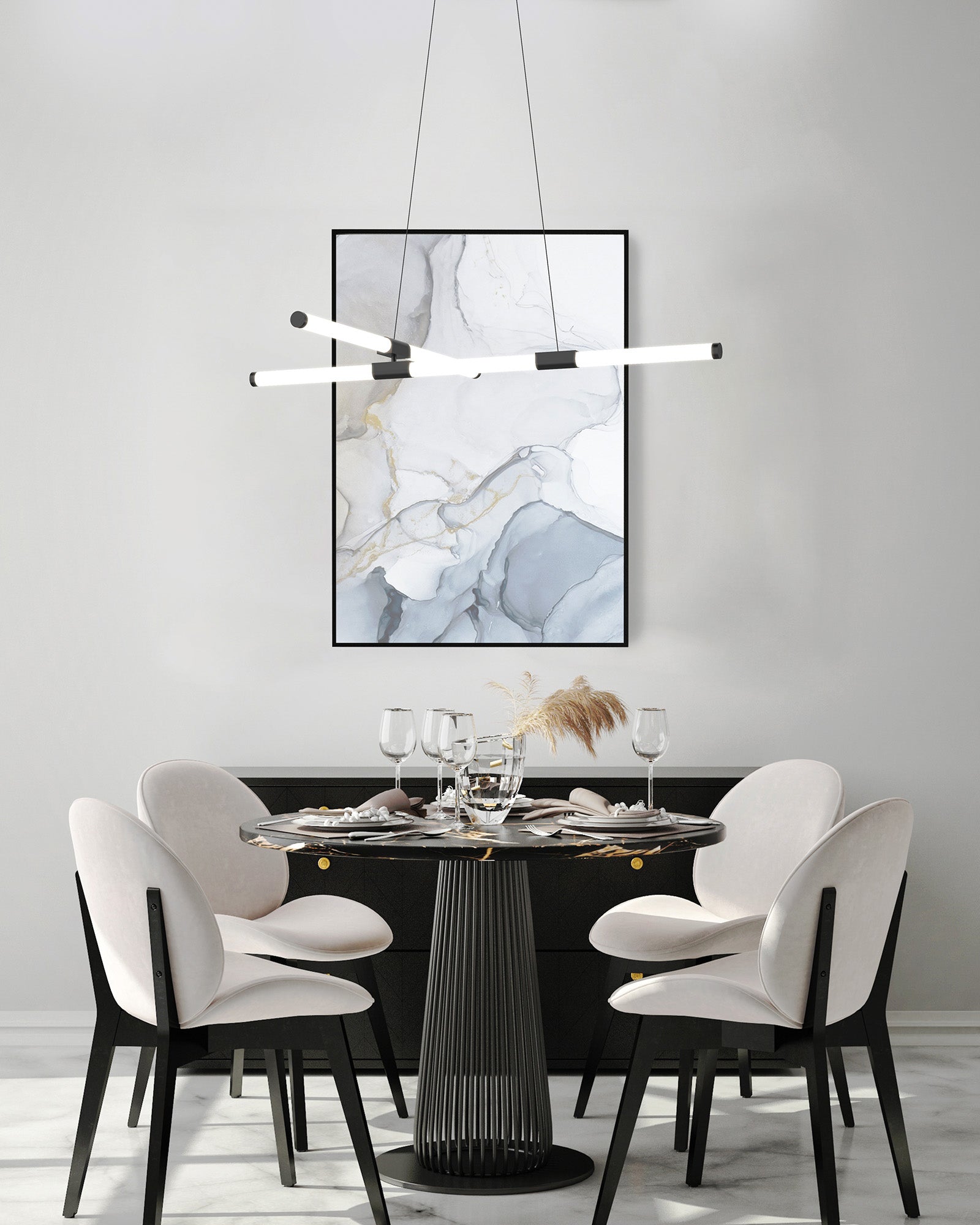 Akari 48-in Black LED Chandeliers