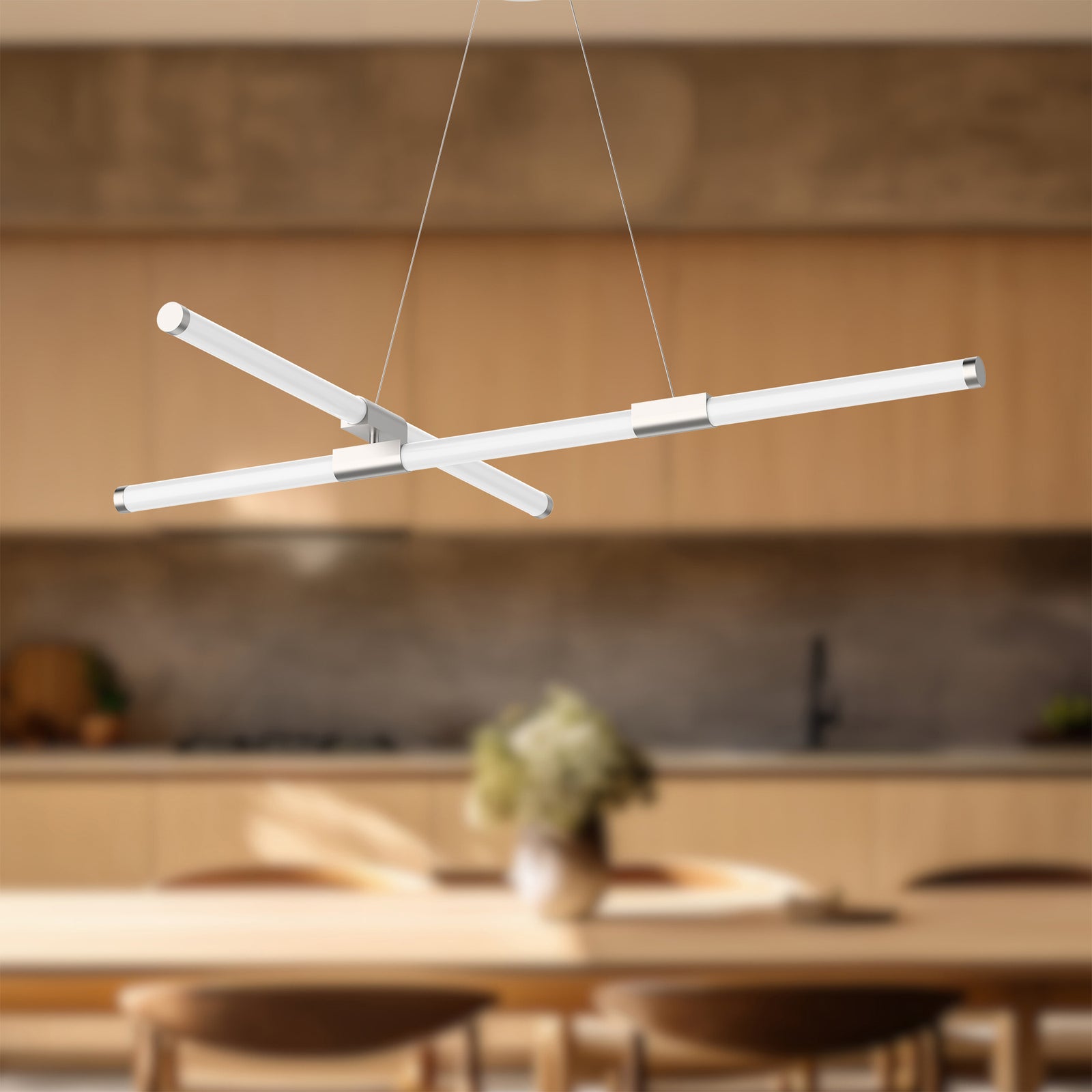 Akari 48-in Brushed Nickel LED Chandeliers