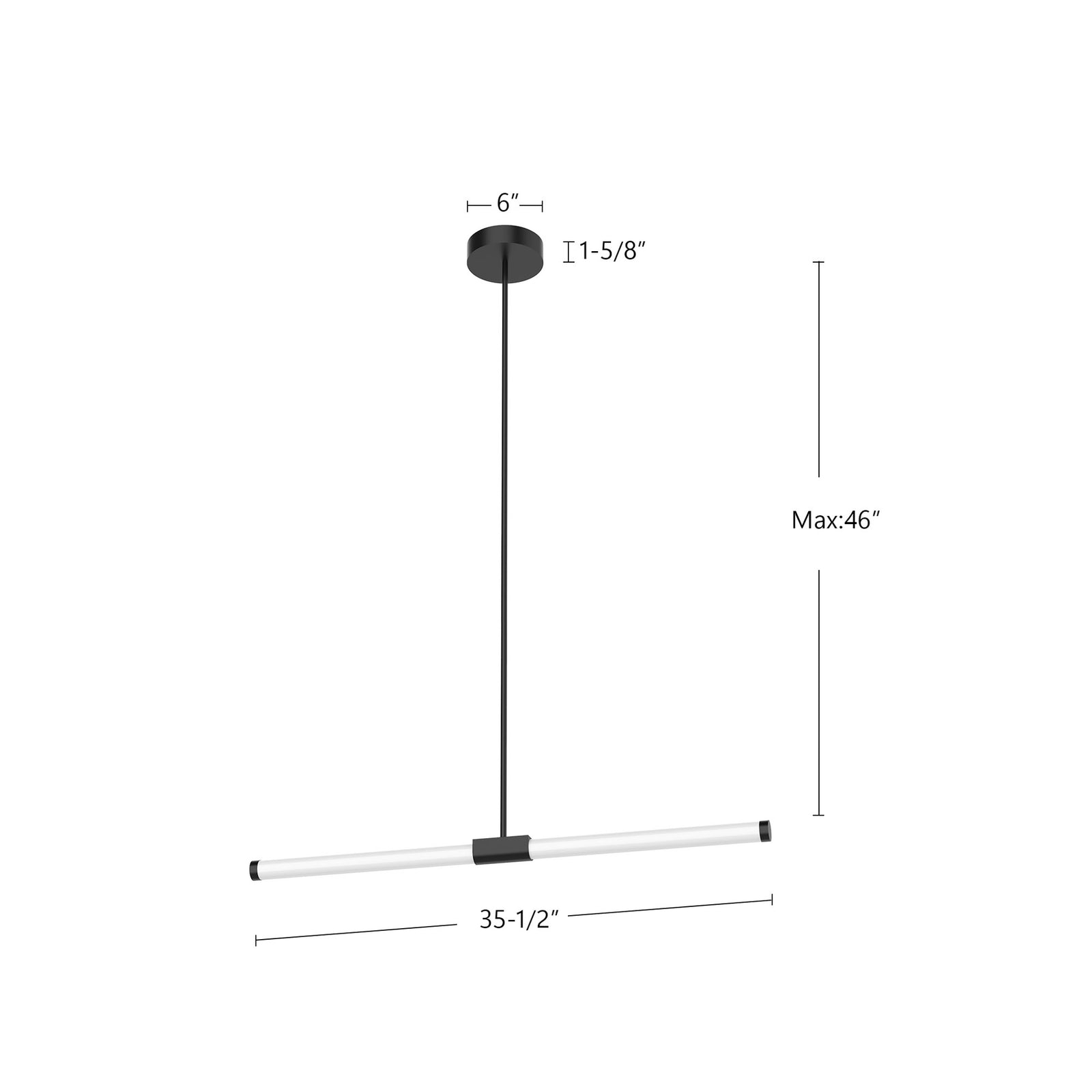 Akari 37-in Black LED Linear Pendant