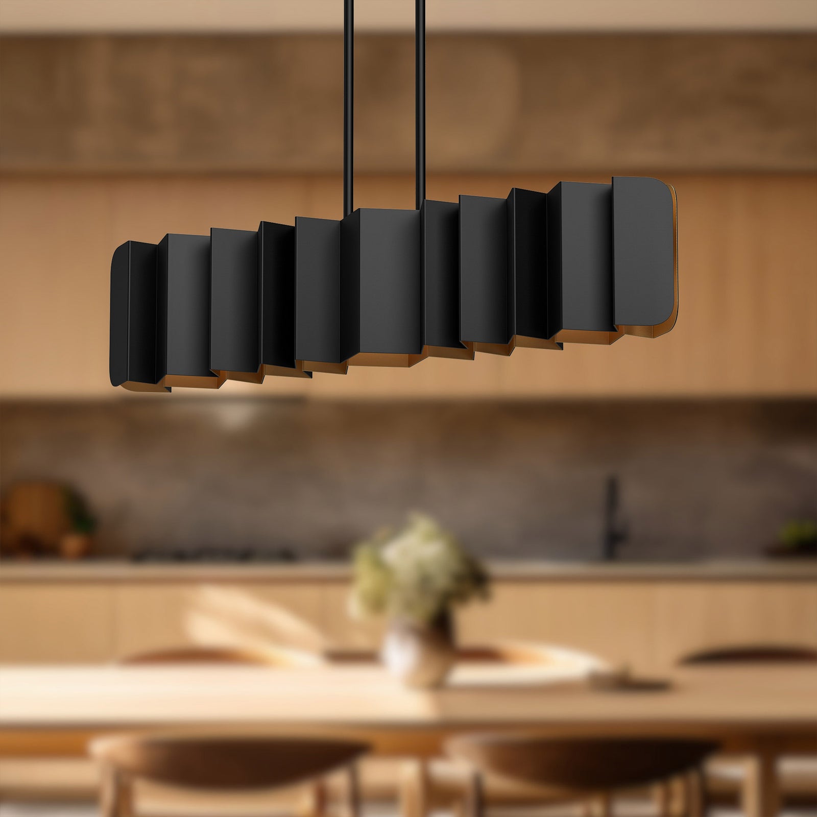 Akira 42-in Black/Gold 6 Lights Linear Pendant