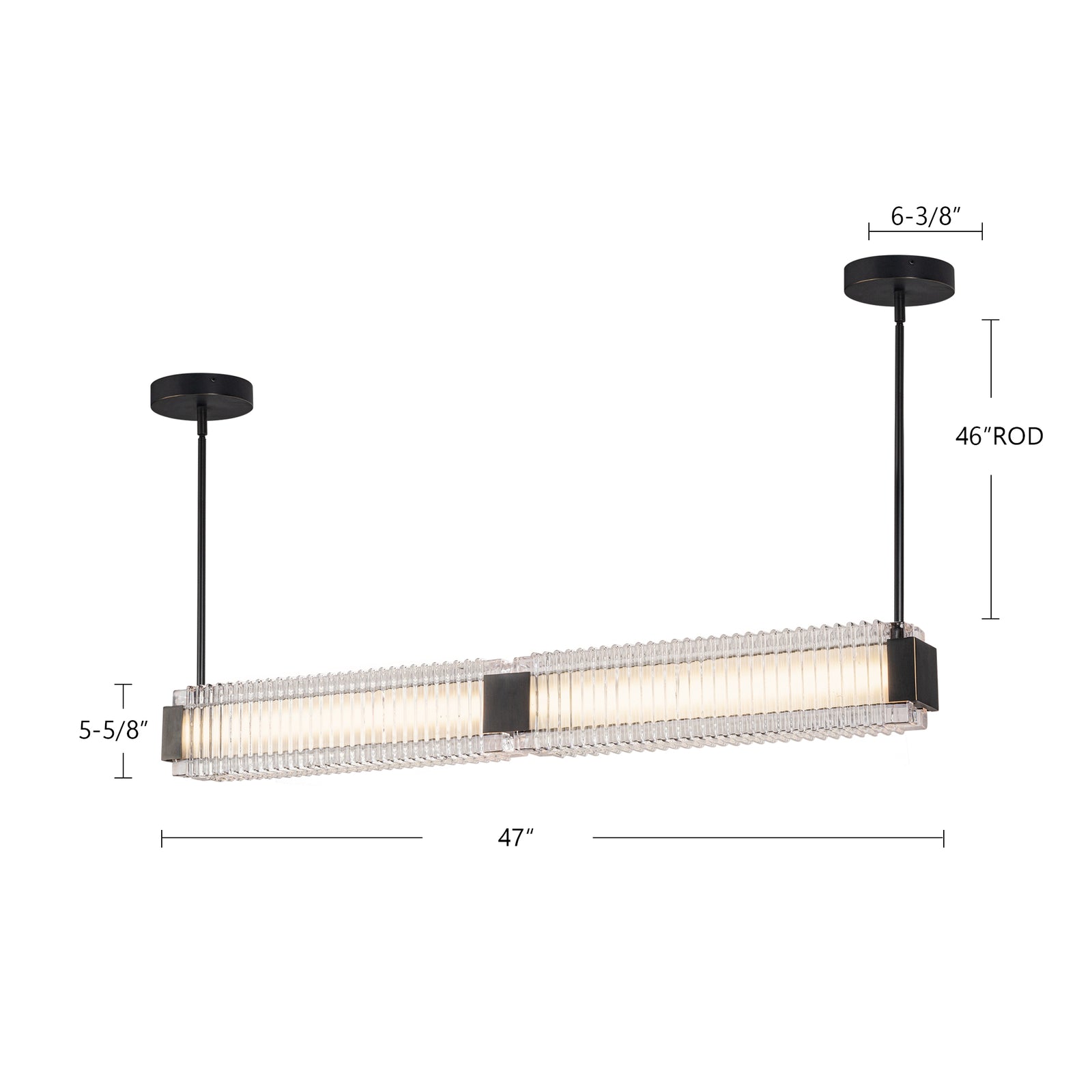 Alai 47-in Vintage Brass/Ribbed Glass LED Linear Pendant