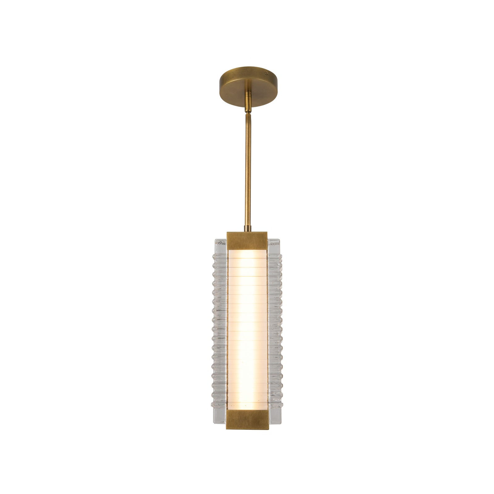 Alai 16-in Vintage Brass/Ribbed Glass LED Pendant