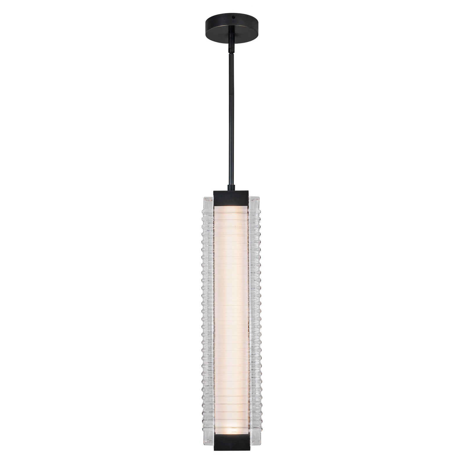 Alai 24-in Urban Bronze/Ribbed Glass LED Pendant