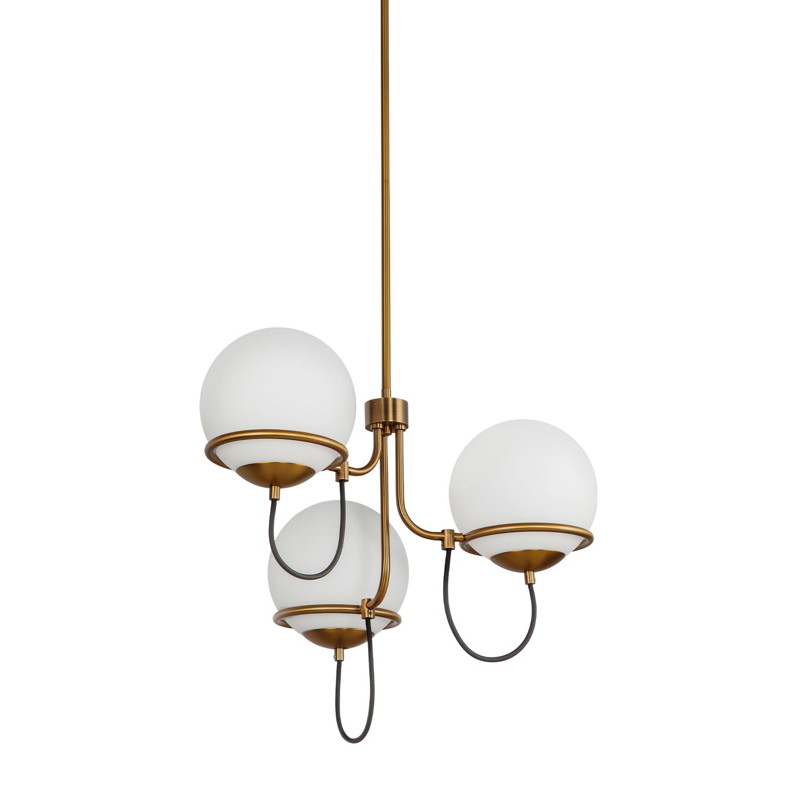 Alba 23-in Aged Brass/Opal Glass 3 Lights Chandelier