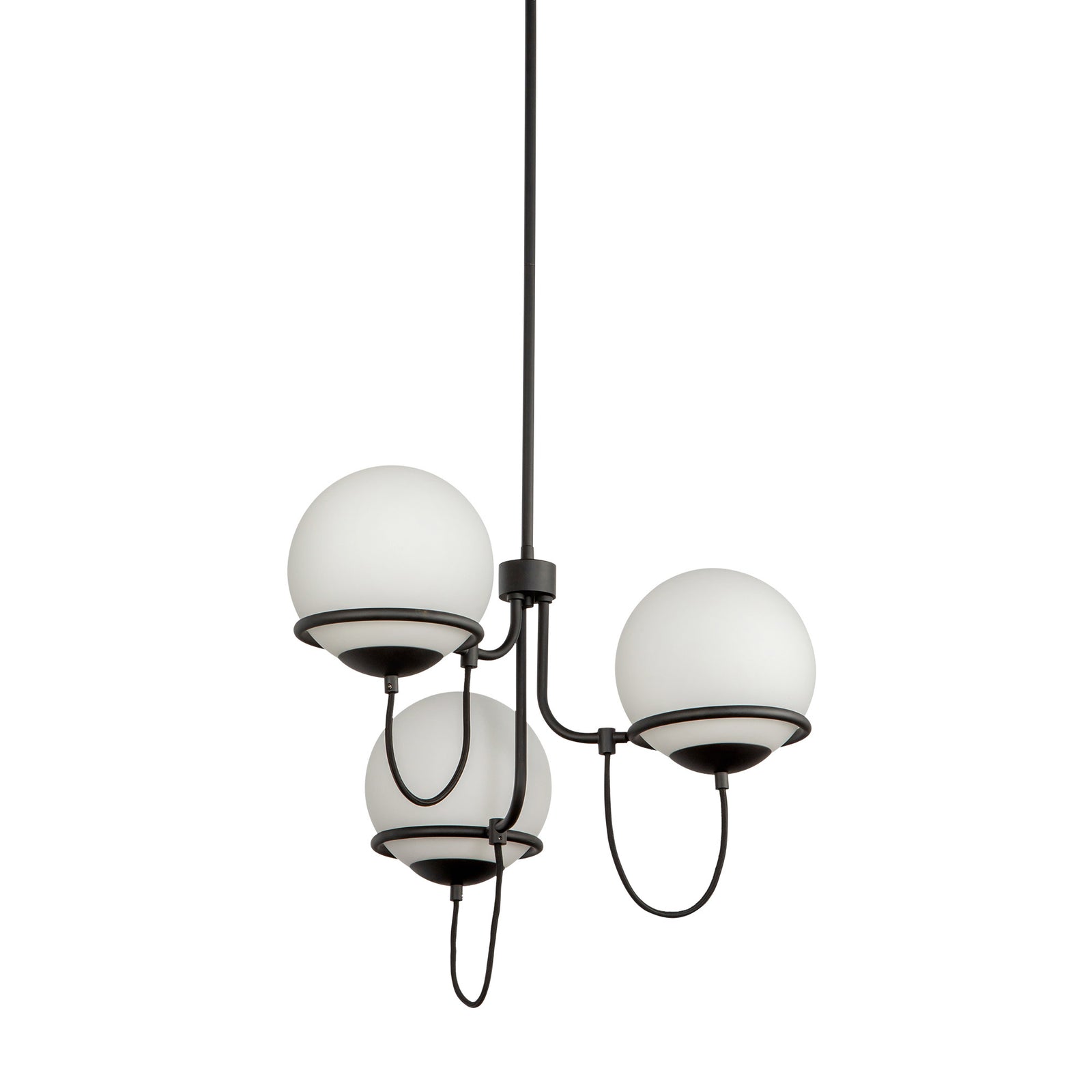Alba 23-in Matte Black/Opal Glass 3 Lights Chandelier
