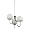 Alba 23-in Matte Black/Opal Glass 3 Lights Chandelier