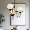 Alba 23-in Matte Black/Opal Glass 3 Lights Chandelier