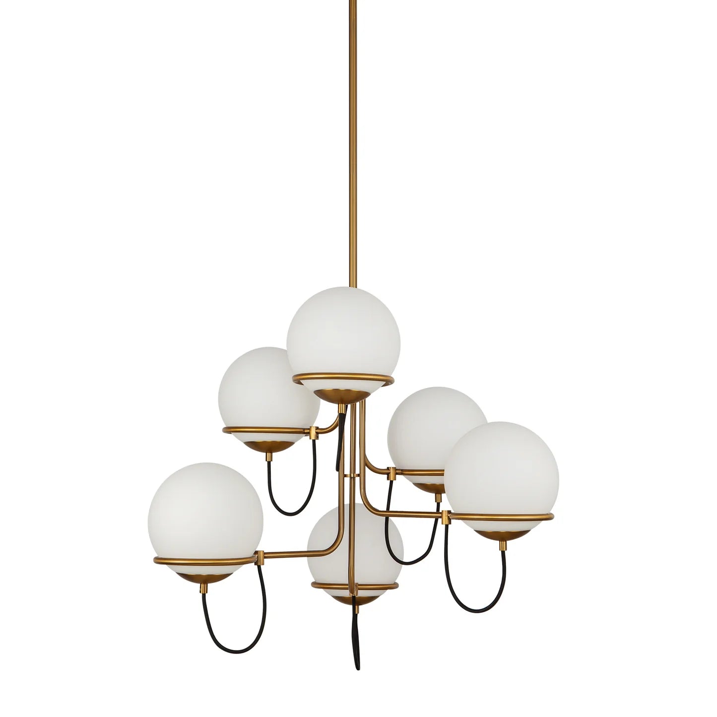 Alba 32-in Aged Gold / Opal Glass 6 Lights Chandelier
