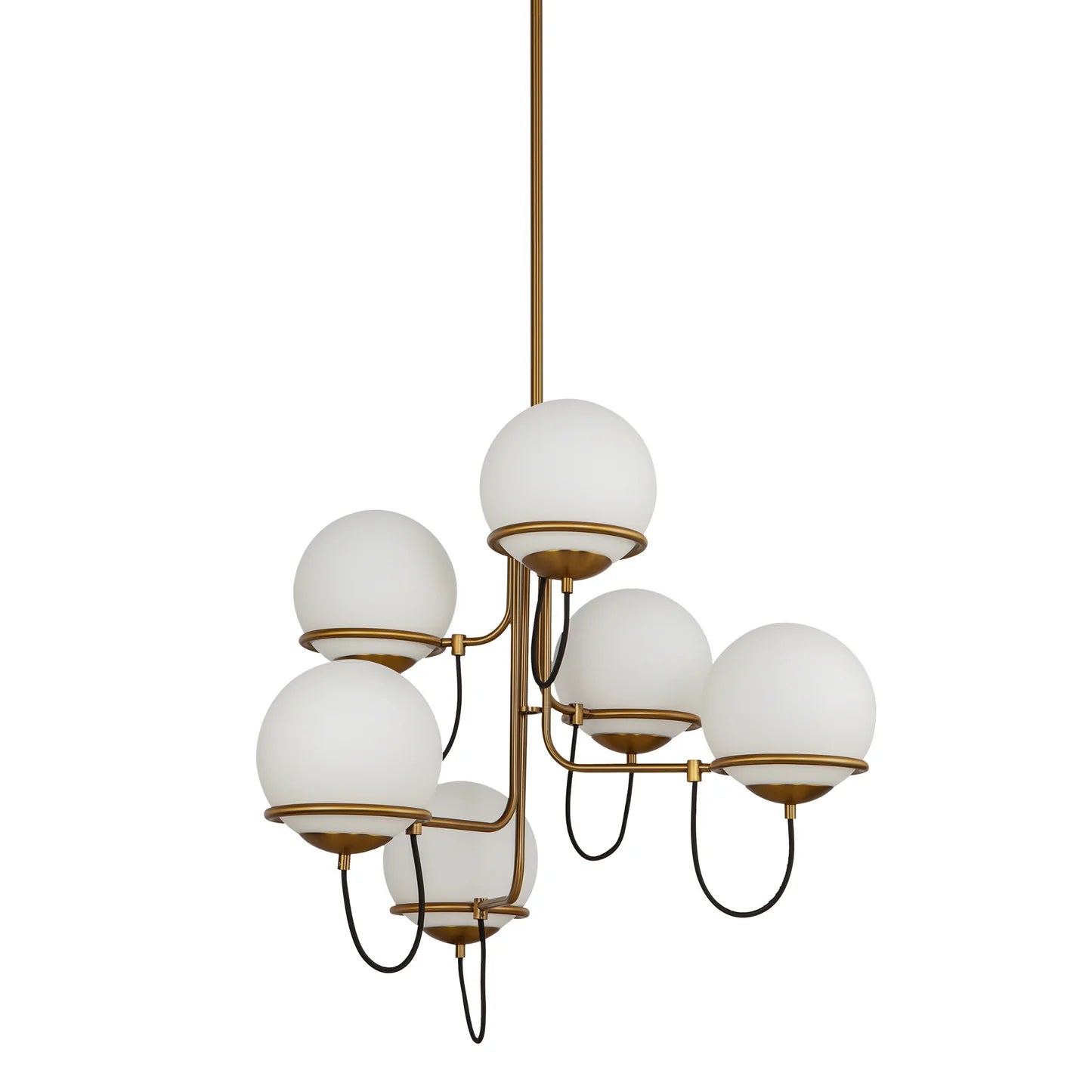 Alba 32-in Aged Gold / Opal Glass 6 Lights Chandelier