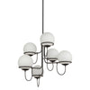 Alba 32-in Matte Black/Opal Glass 6 Lights Chandelier