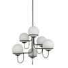 Alba 32-in Matte Black/Opal Glass 6 Lights Chandelier