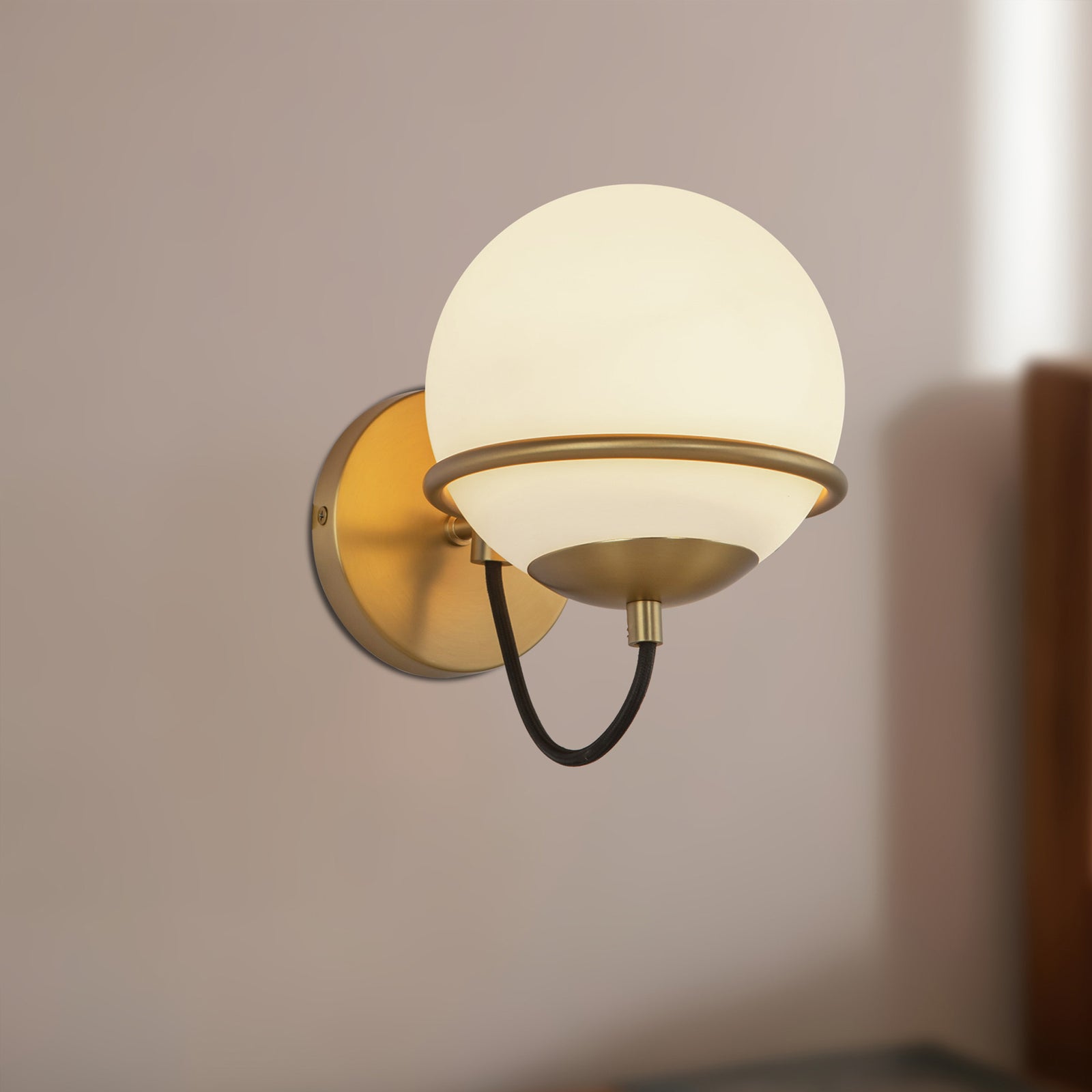 Alba 7-in Aged Brass/Opal Glass 1 Light Wall Vanity