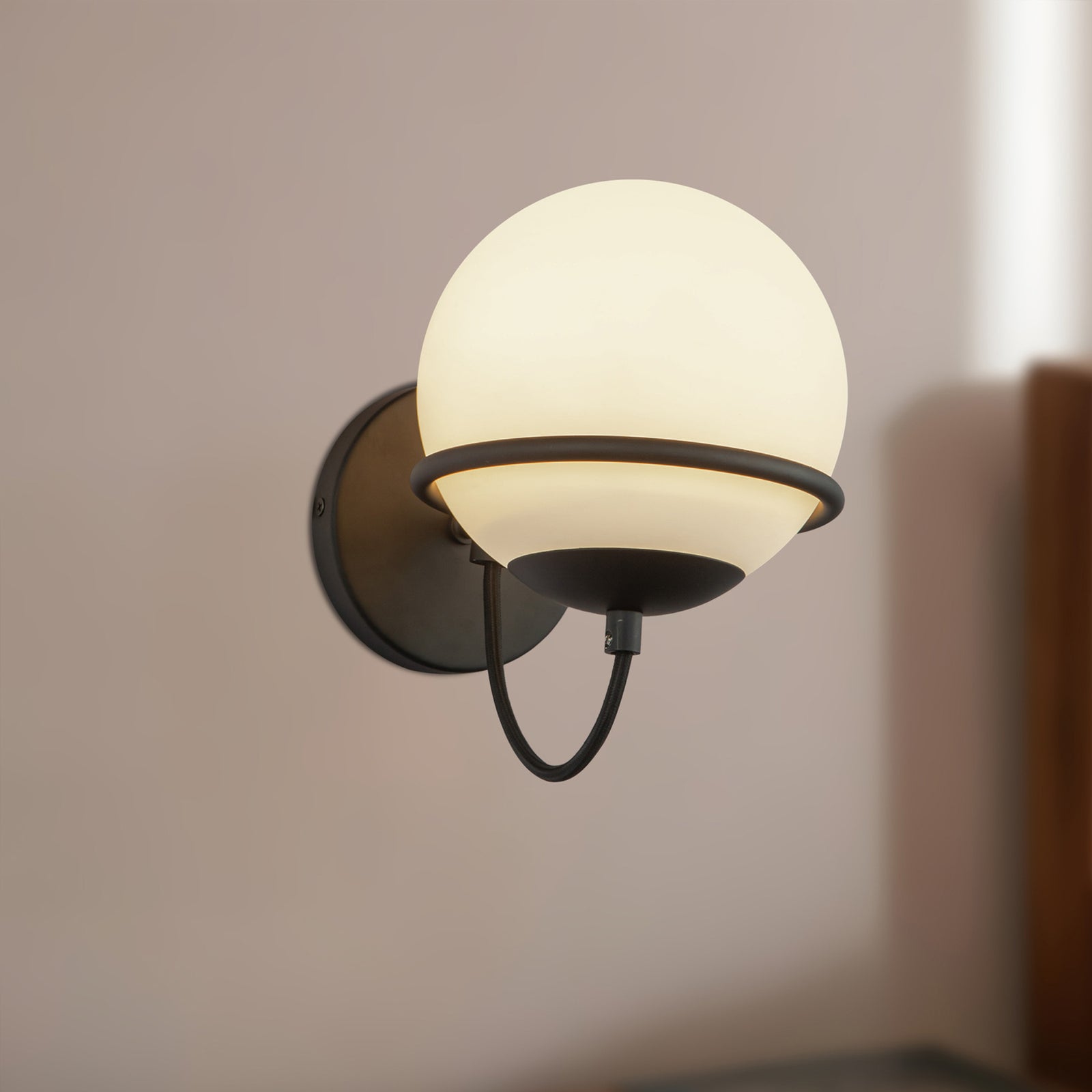Alba 7-in Matte Black/Opal Glass 1 Light Wall Vanity