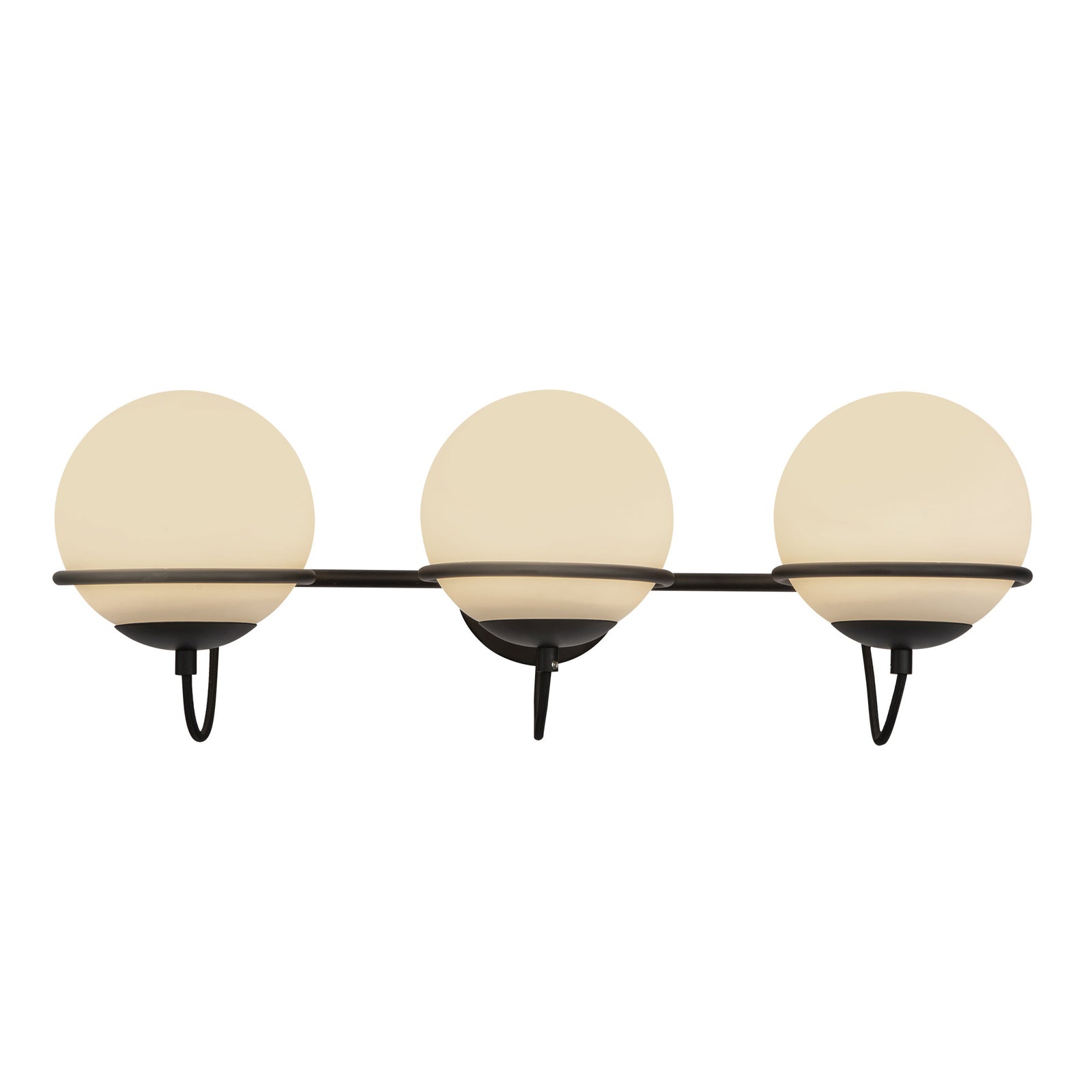 Alba 24-in Matte Black/Opal Glass 3 Lights Wall Vanity