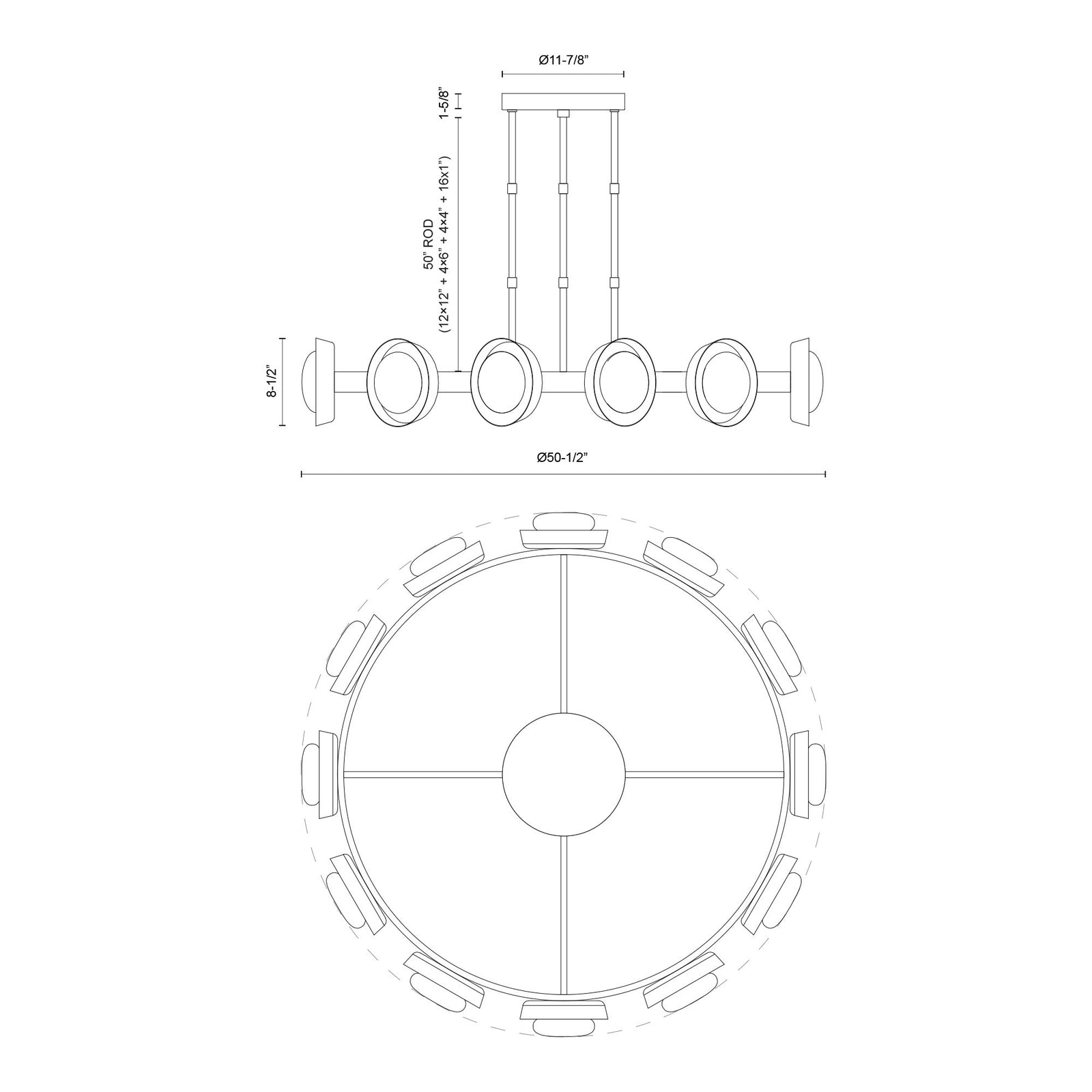 Alonso 50-in Urban Bronze LED Chandeliers