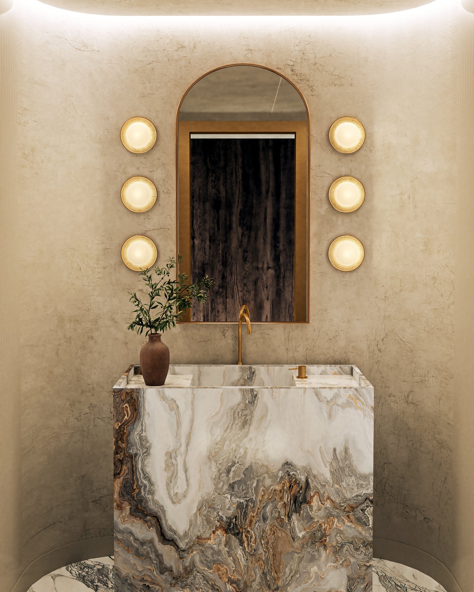 Alonso 8-in Vintage Brass LED Wall/Vanity