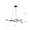 Amara 54-in Black/Glossy Opal Glass LED Chandelier