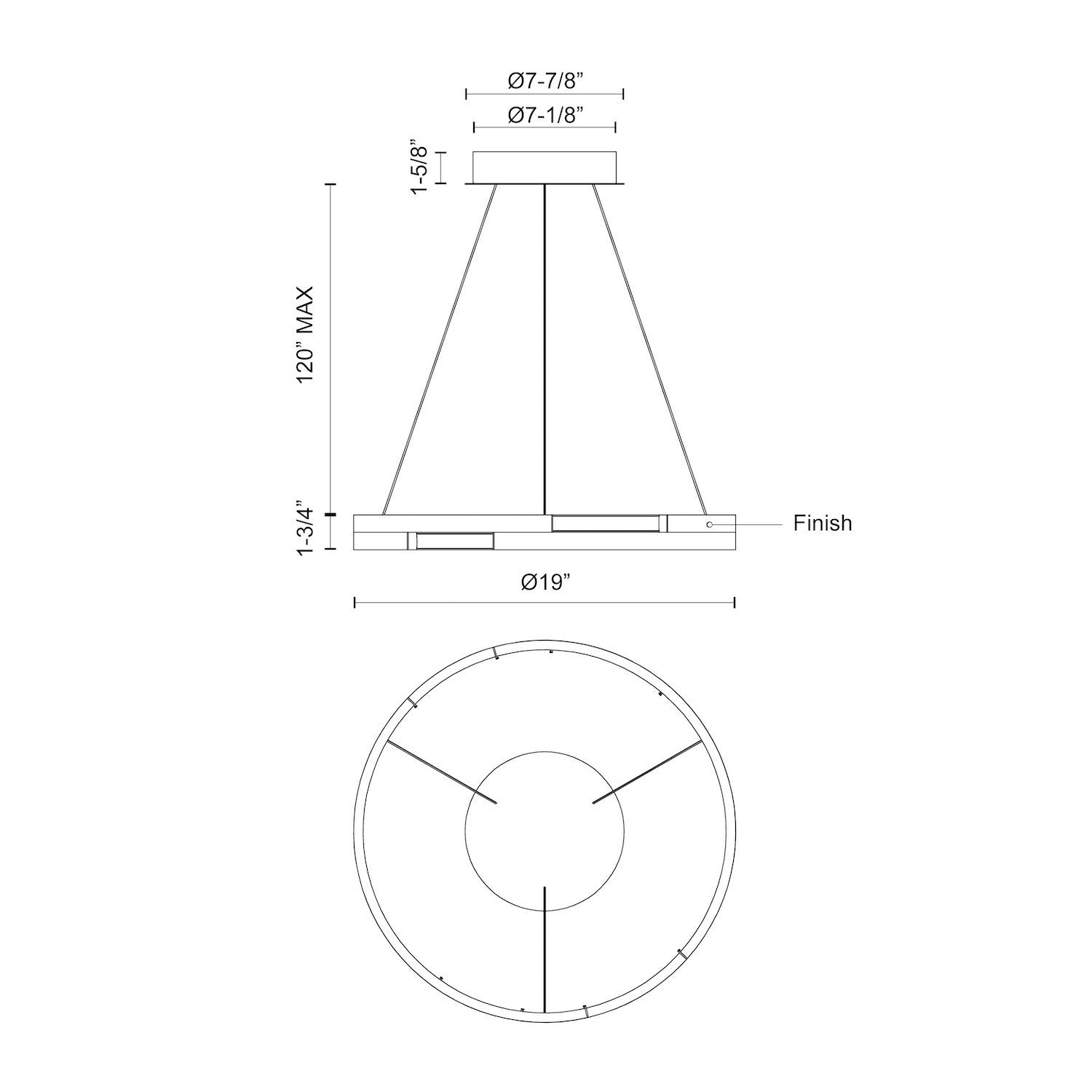 Anello Minor 19-in Black LED Pendant