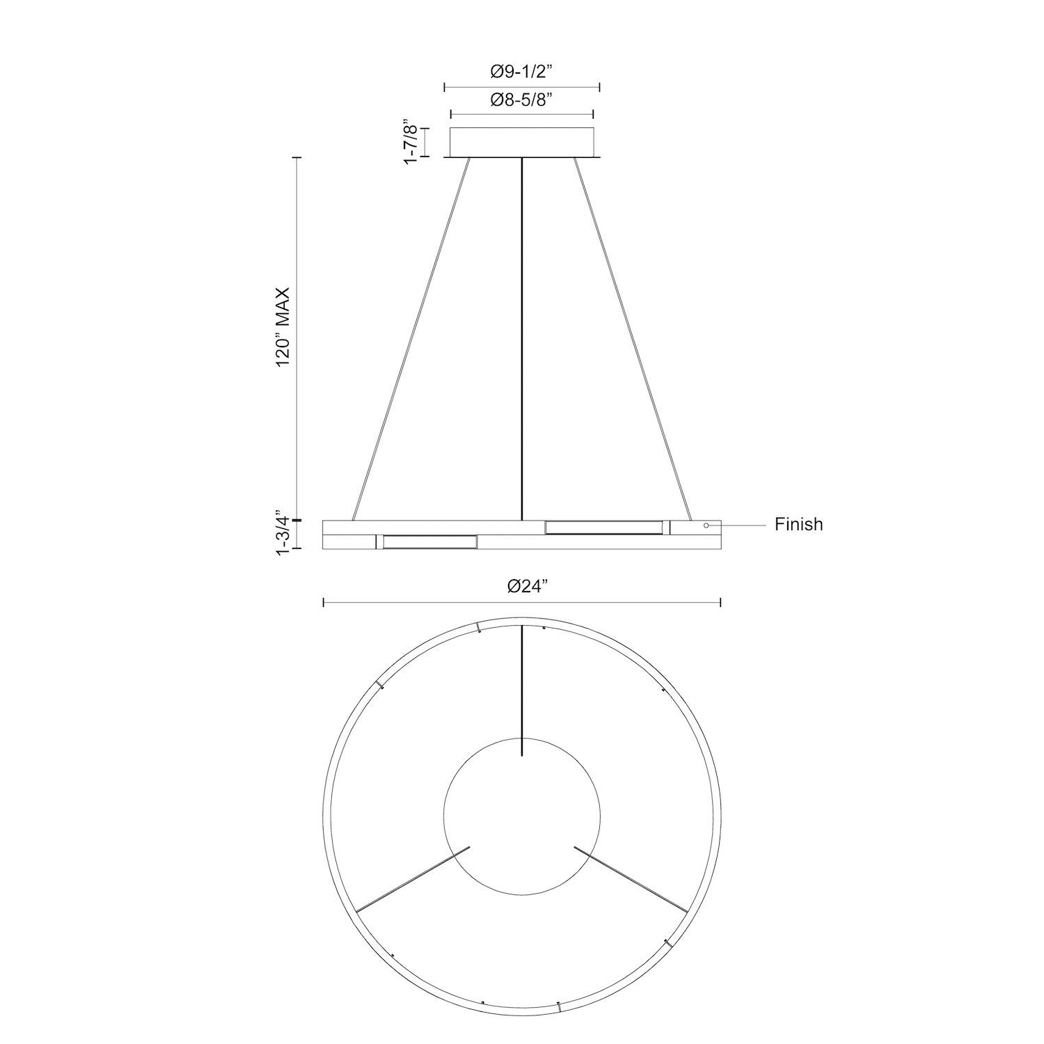 Anello Minor 24-in Brushed Nickel LED Pendant