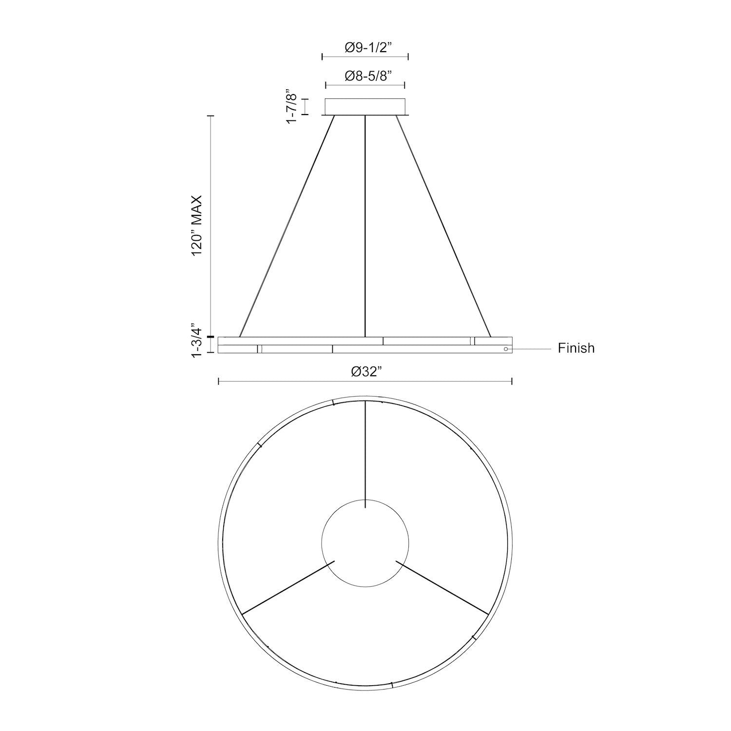 Anello Minor 32-in Black LED Pendant