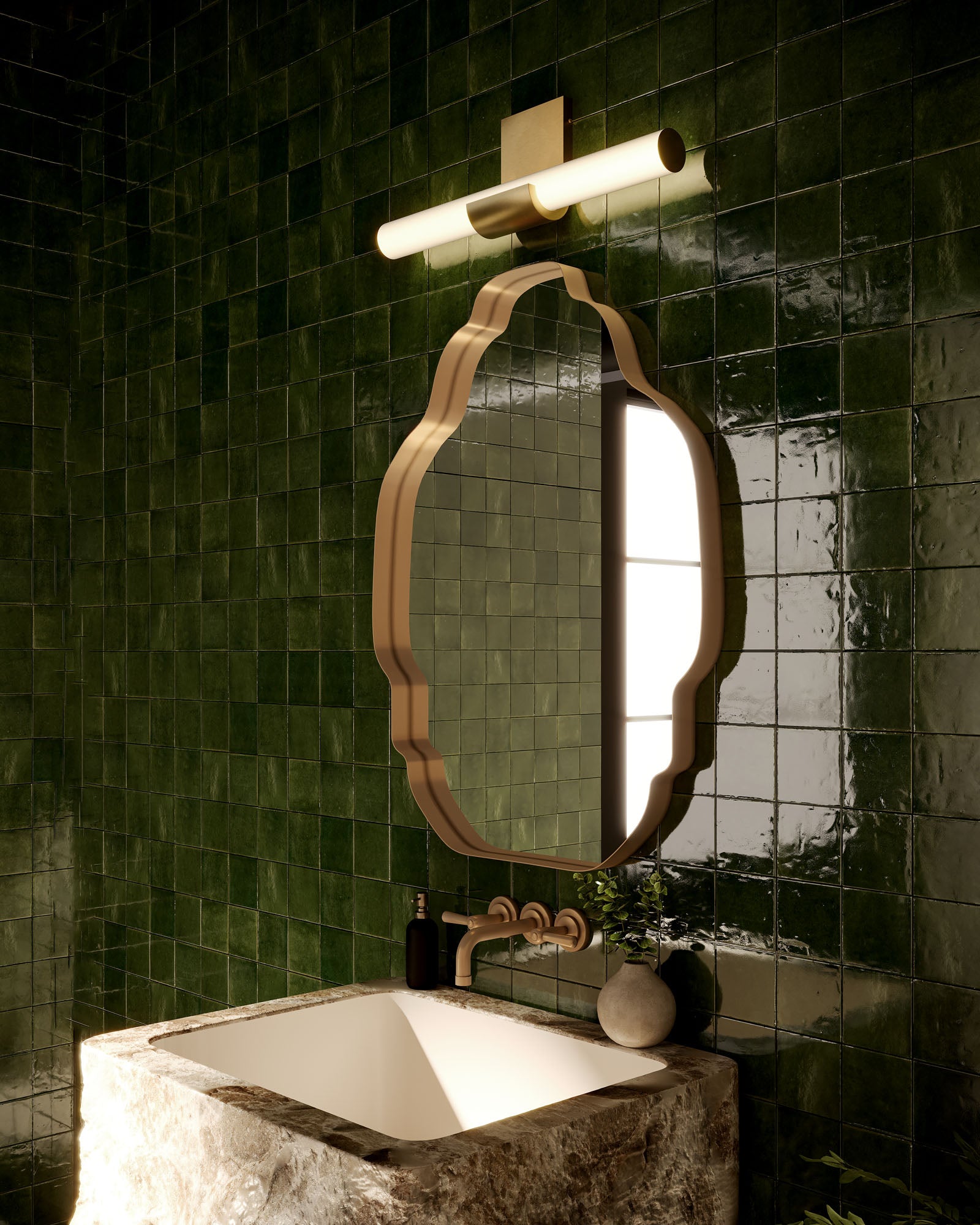 Apollo 6-in Vintage Brass LED Wall Vanity