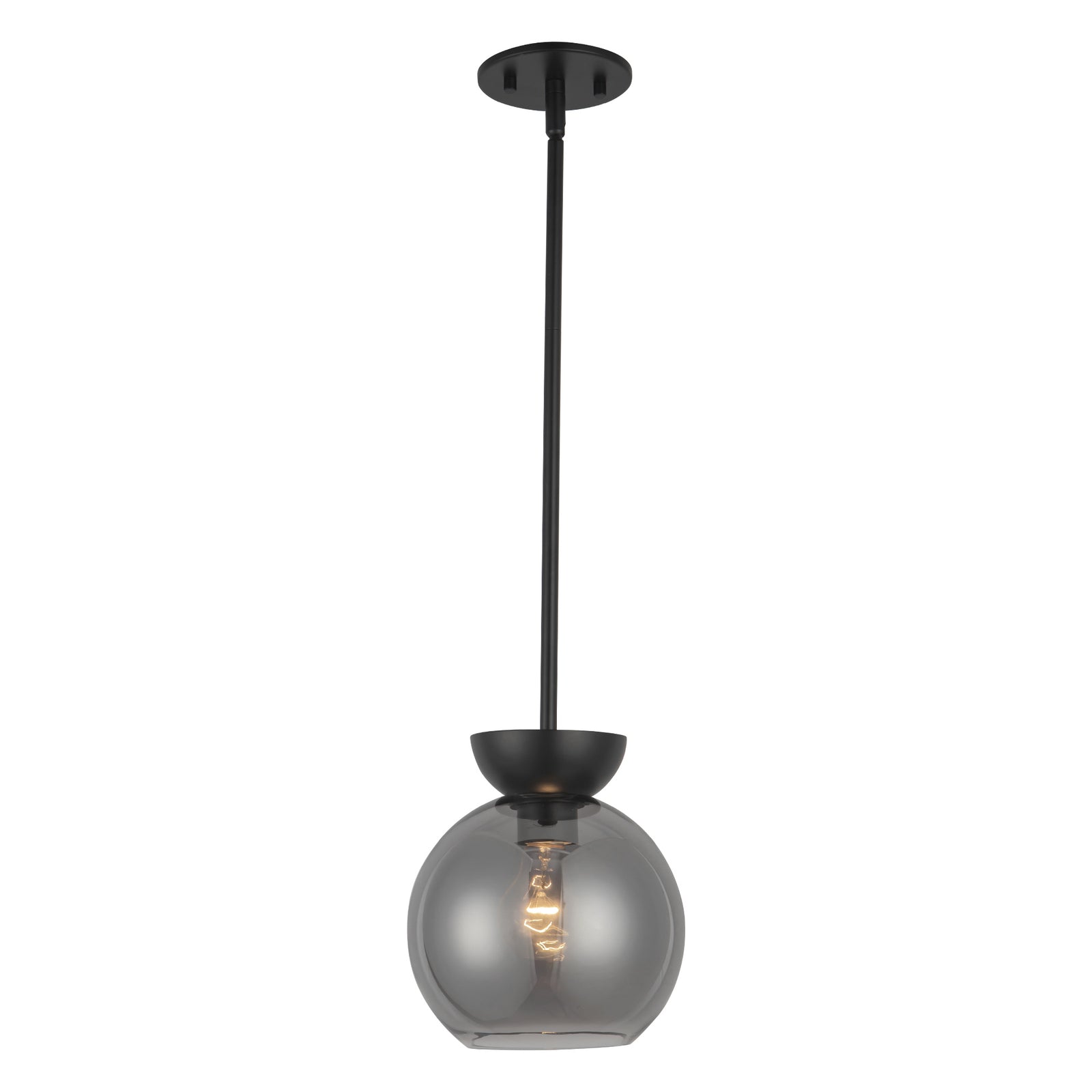 Arcadia 8-in Black/Smoked 1 Light Pendant