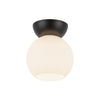 Arcadia 6-in Black/Opal Glass 1 Light Semi Flush Mount
