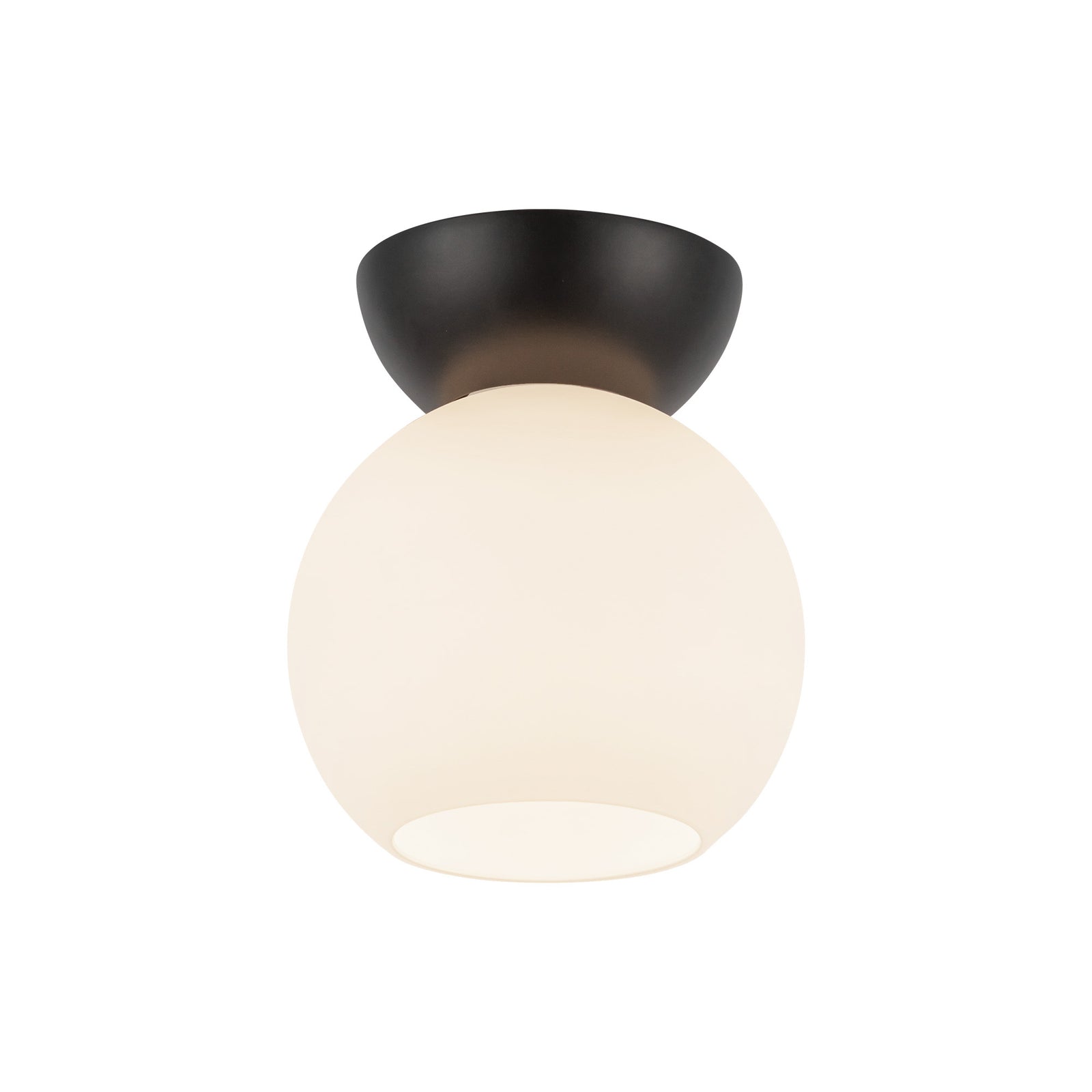 Arcadia 6-in Black/Opal Glass 1 Light Semi Flush Mount