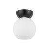 Arcadia 6-in Black/Opal Glass 1 Light Semi Flush Mount