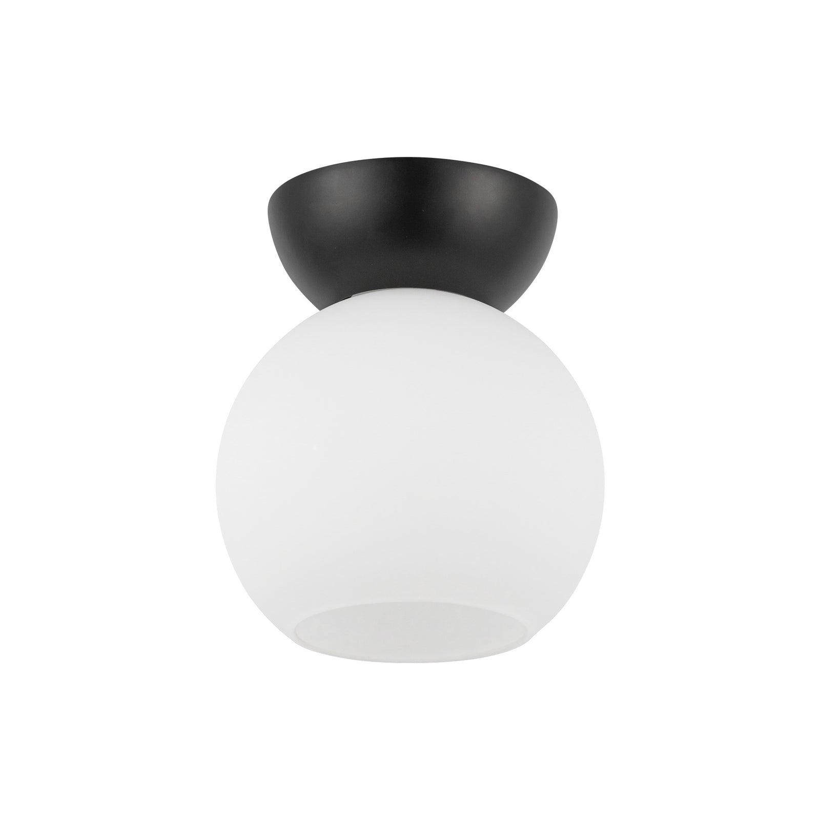 Arcadia 6-in Black/Opal Glass 1 Light Semi Flush Mount