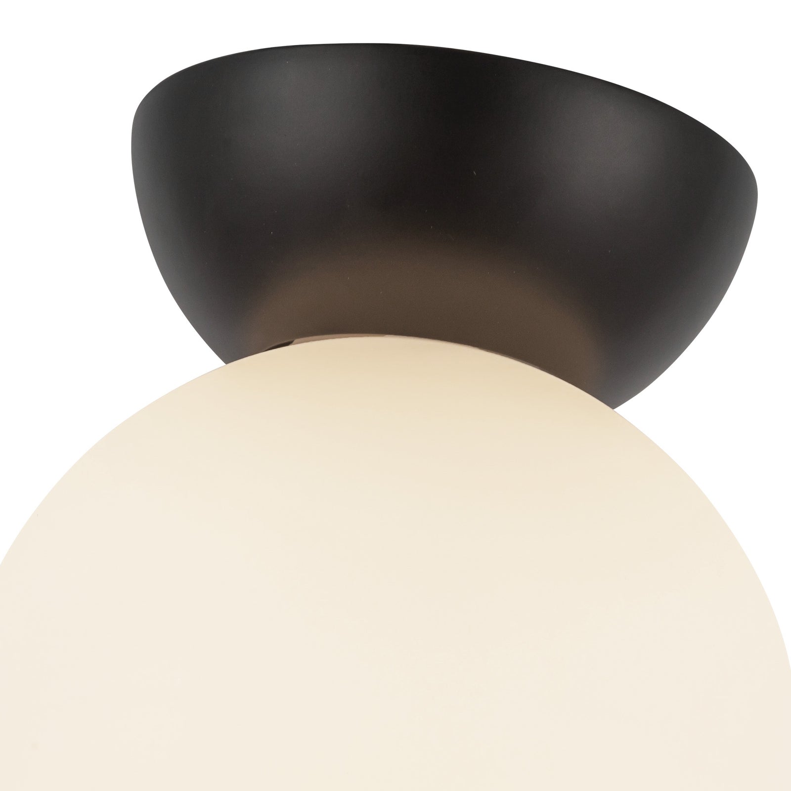 Arcadia 6-in Black/Opal Glass 1 Light Semi Flush Mount