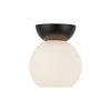 Arcadia 6-in Black/Opal Glass 1 Light Semi Flush Mount