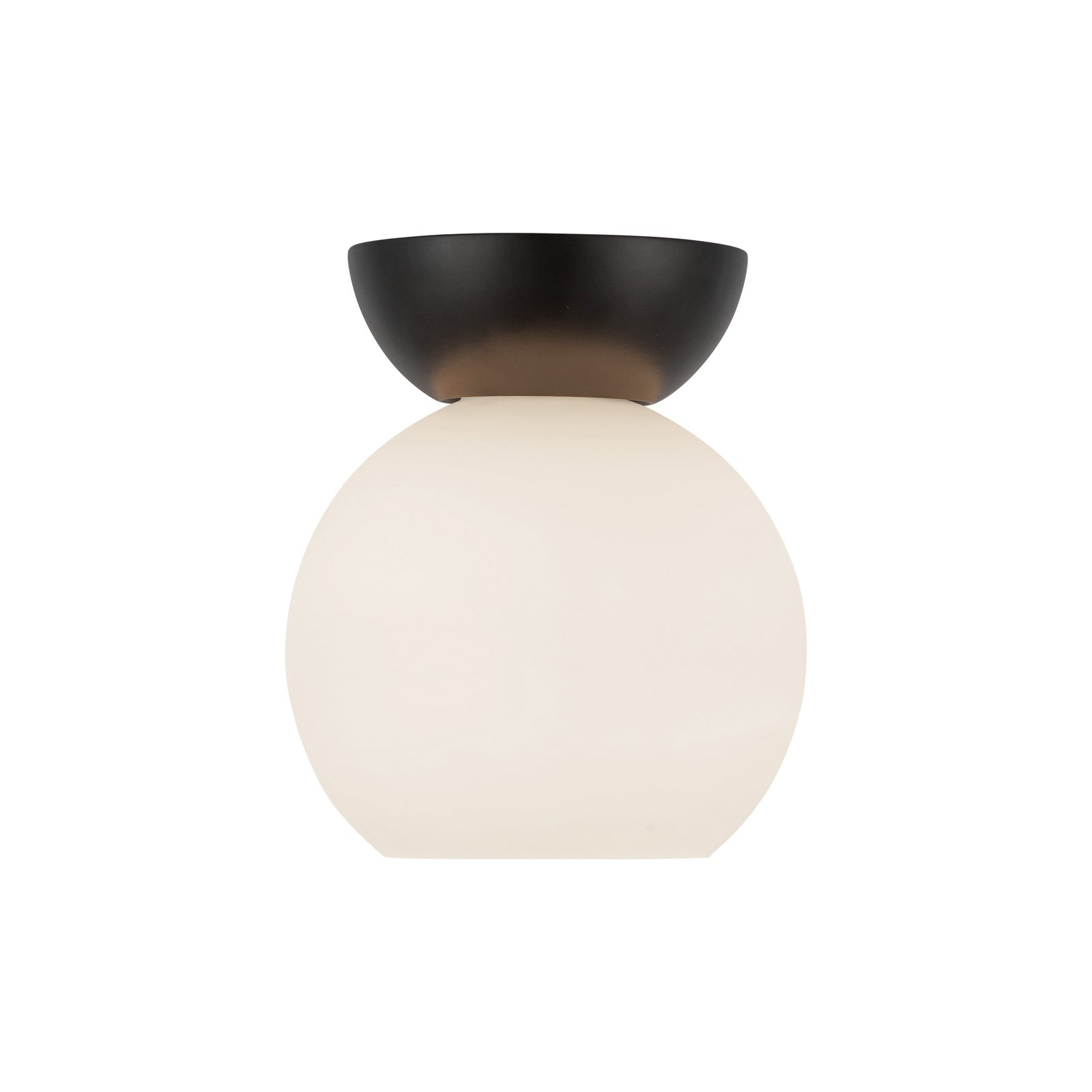 Arcadia 6-in Black/Opal Glass 1 Light Semi Flush Mount
