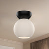 Arcadia 6-in Black/Opal Glass 1 Light Semi Flush Mount