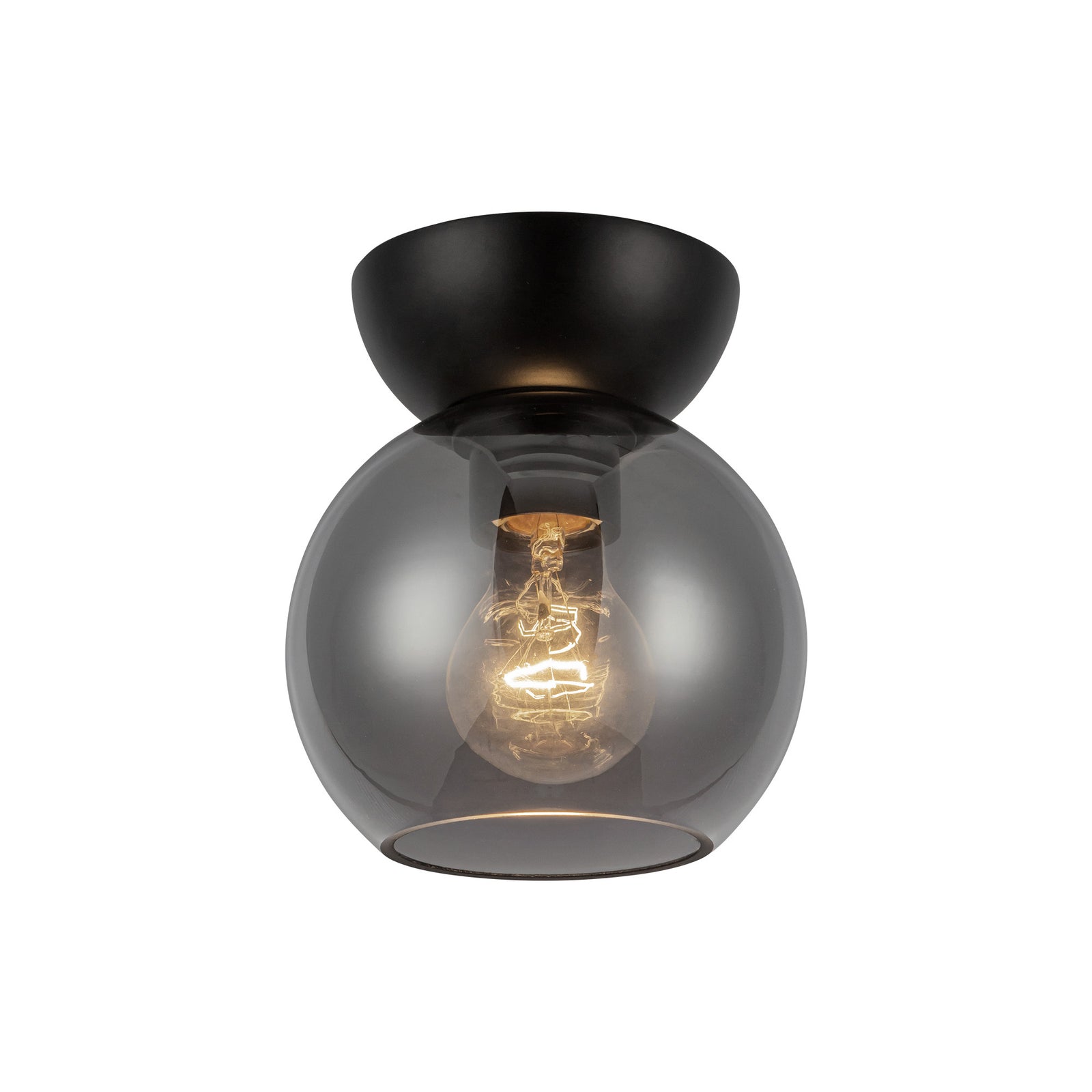 Arcadia 6-in Black/Smoked 1 Light Semi Flush Mount