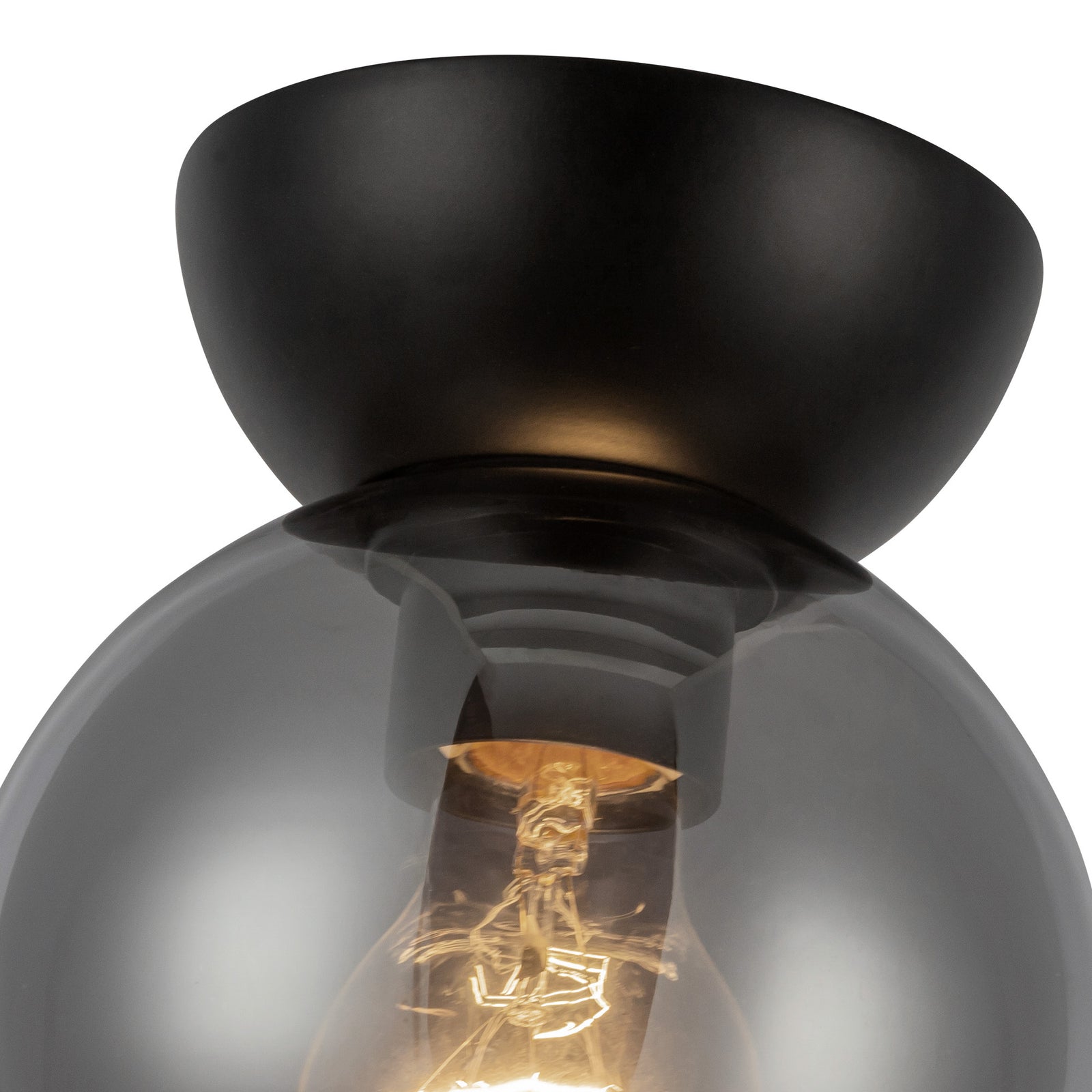 Arcadia 6-in Black/Smoked 1 Light Semi Flush Mount