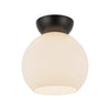 Arcadia 8-in Black/Opal Glass 1 Light Semi Flush Mount