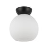 Arcadia 8-in Black/Opal Glass 1 Light Semi Flush Mount
