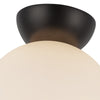 Arcadia 8-in Black/Opal Glass 1 Light Semi Flush Mount