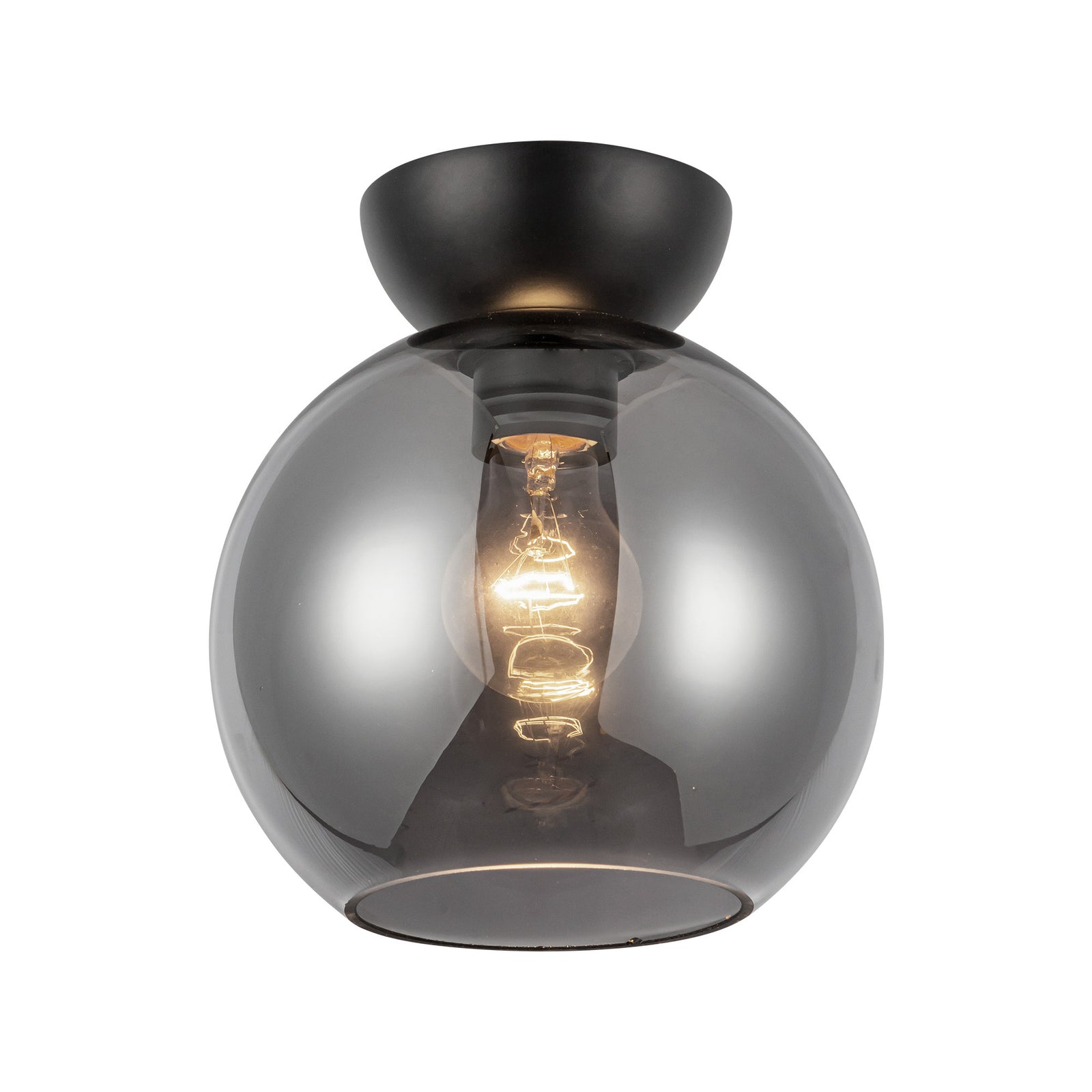 Arcadia 8-in Black/Smoked 1 Light Semi Flush Mount