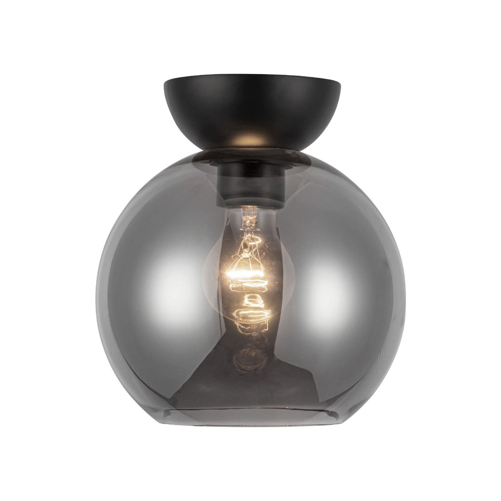 Arcadia 8-in Black/Smoked 1 Light Semi Flush Mount